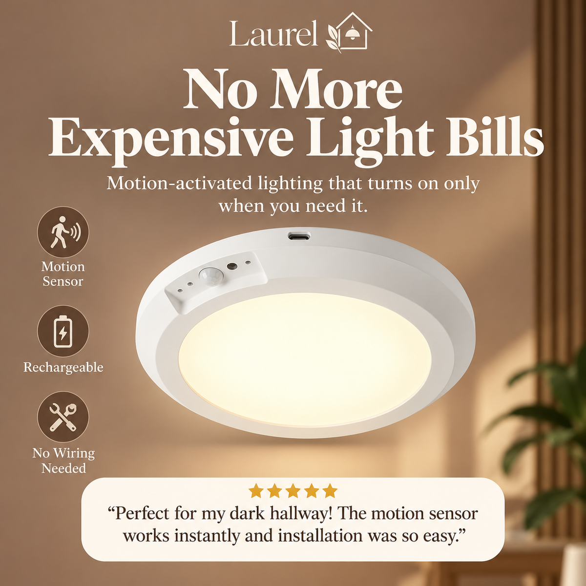 Laurel™ Motion Sensor Ceiling Light